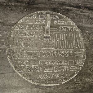 Crystal Glass "Cheese" Embossed Serving Platter W/ Handle